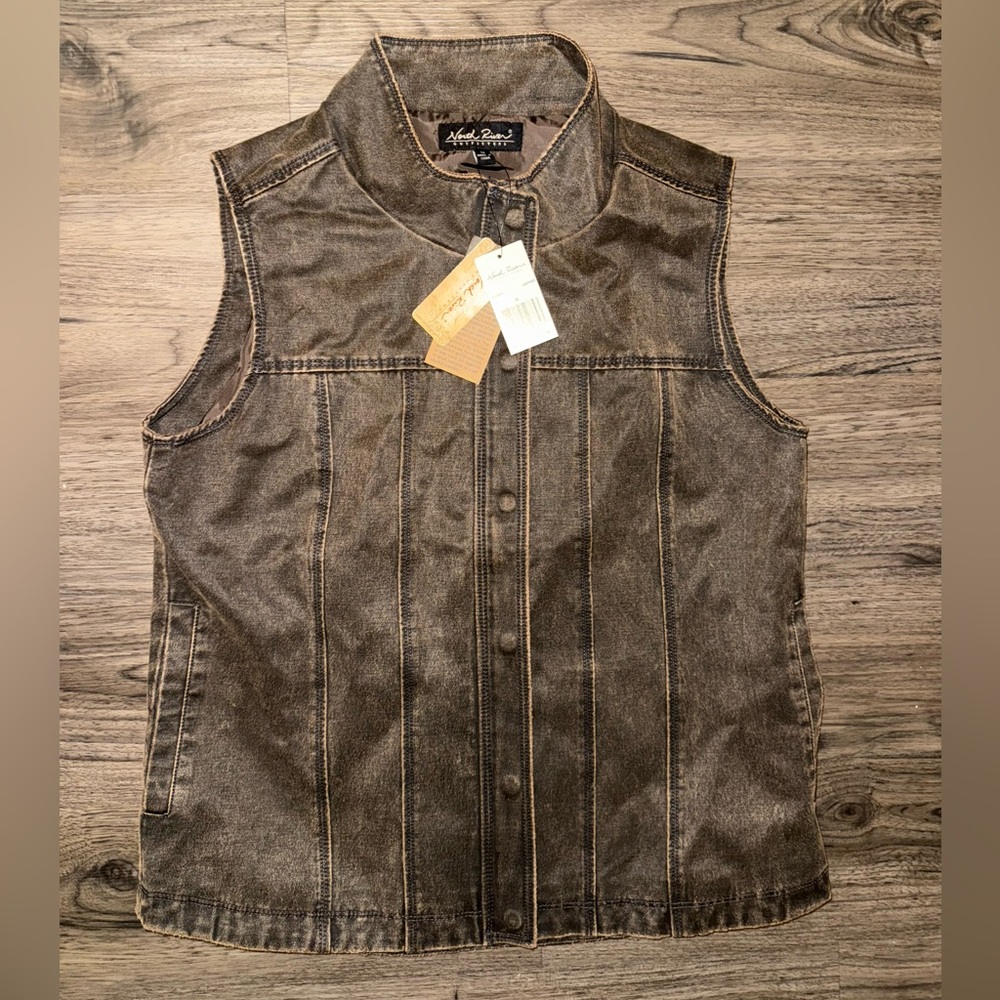 NWT North River Brown Suede Leather Vest Mens Medium